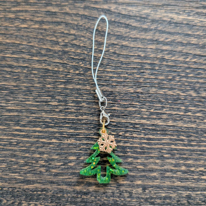 Phone charm - Resin Christmas tree with charm