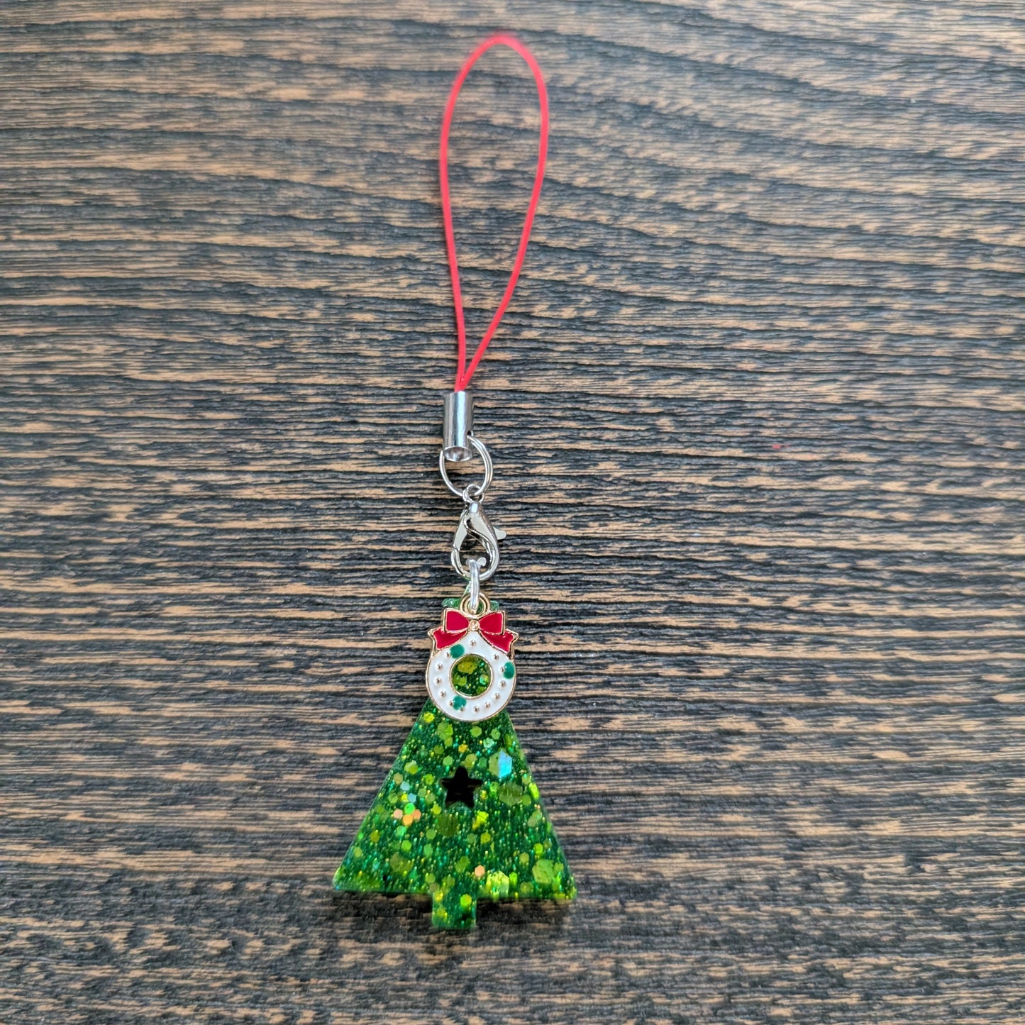 Phone charm - Resin Christmas tree with charm