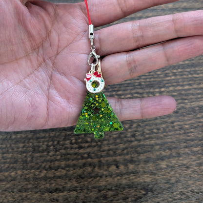 Phone charm - Resin Christmas tree with charm