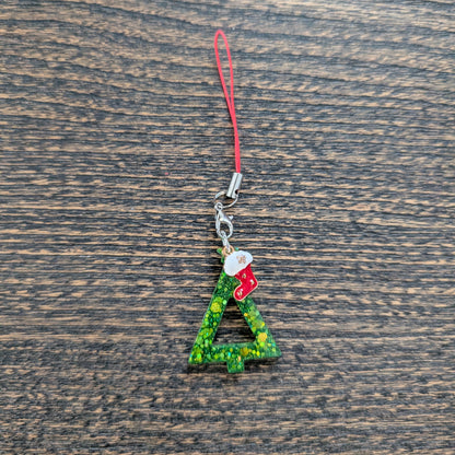 Phone charm - Resin Christmas tree with charm