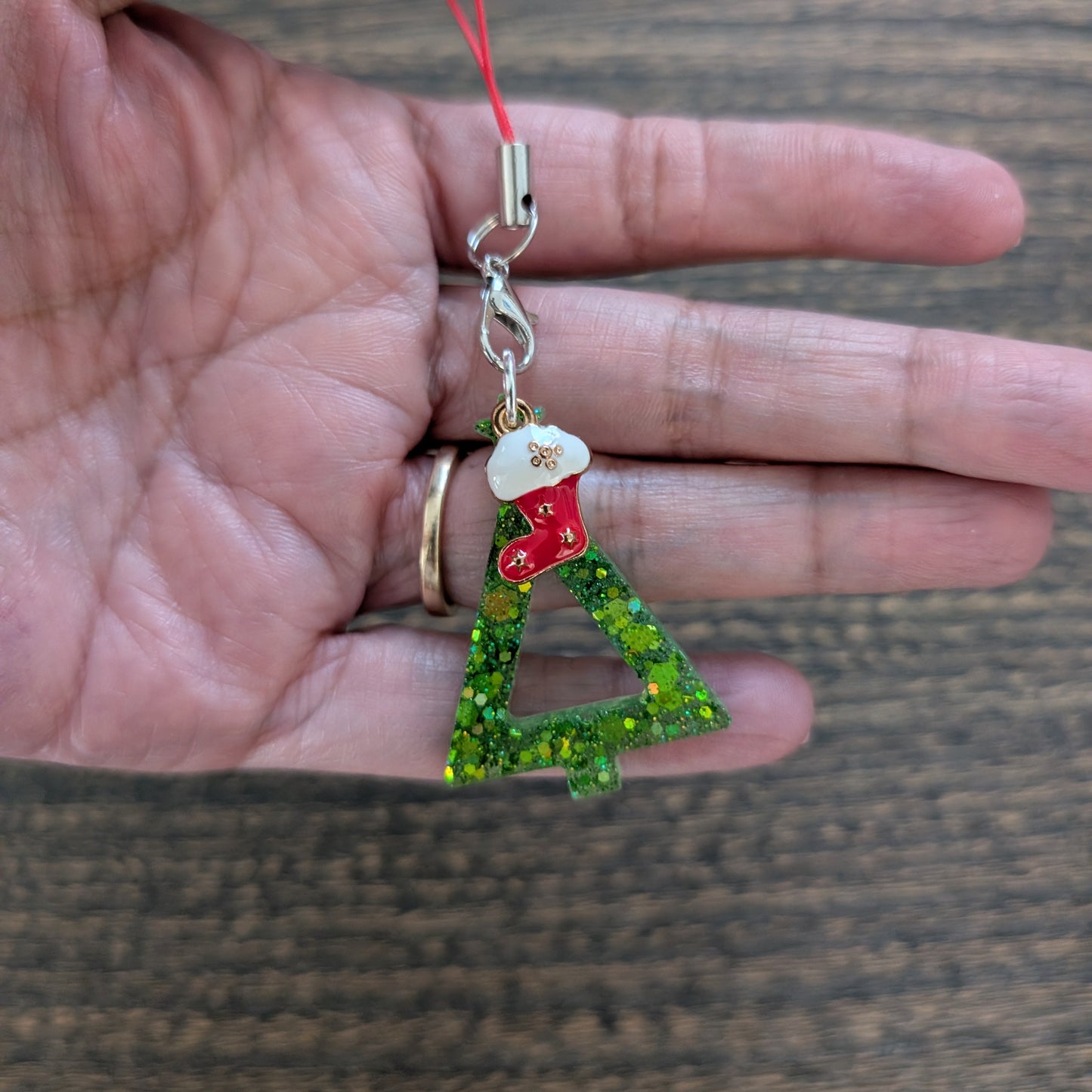 Phone charm - Resin Christmas tree with charm