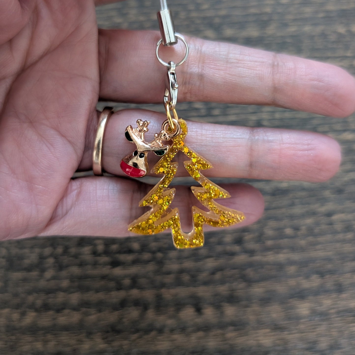 Phone charm - Resin Christmas tree with charm