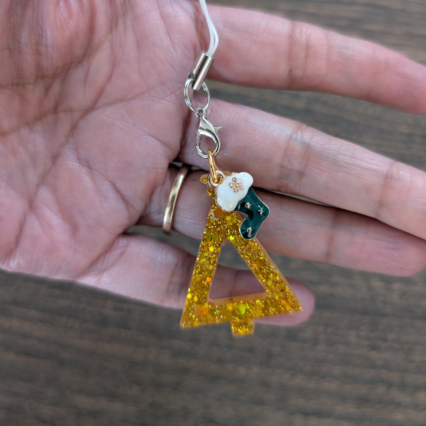 Phone charm - Resin Christmas tree with charm