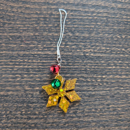 Phone charm - Resin snowflake with jingle bells