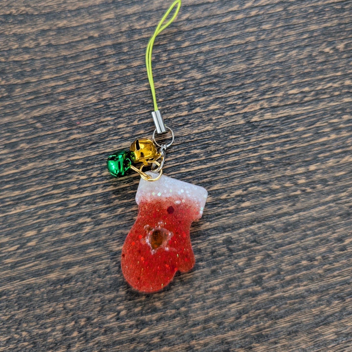 Phone charm - Resin Christmas charm with jingle bells