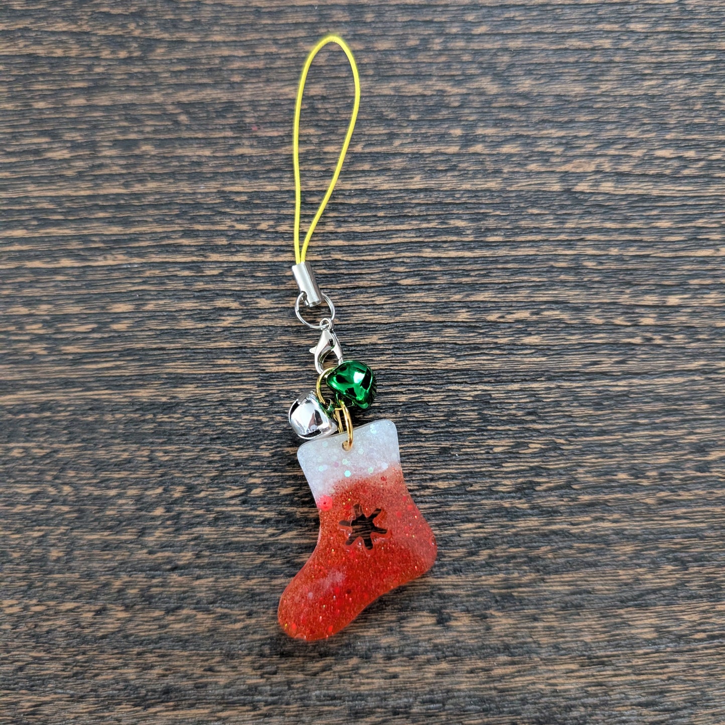 Phone charm - Resin Christmas charm with jingle bells
