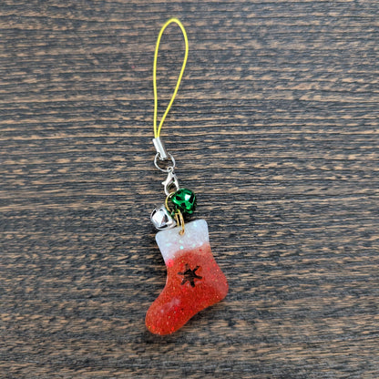Phone charm - Resin Christmas charm with jingle bells