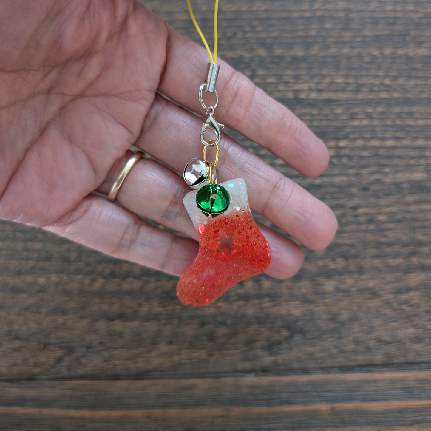 Phone charm - Resin Christmas charm with jingle bells