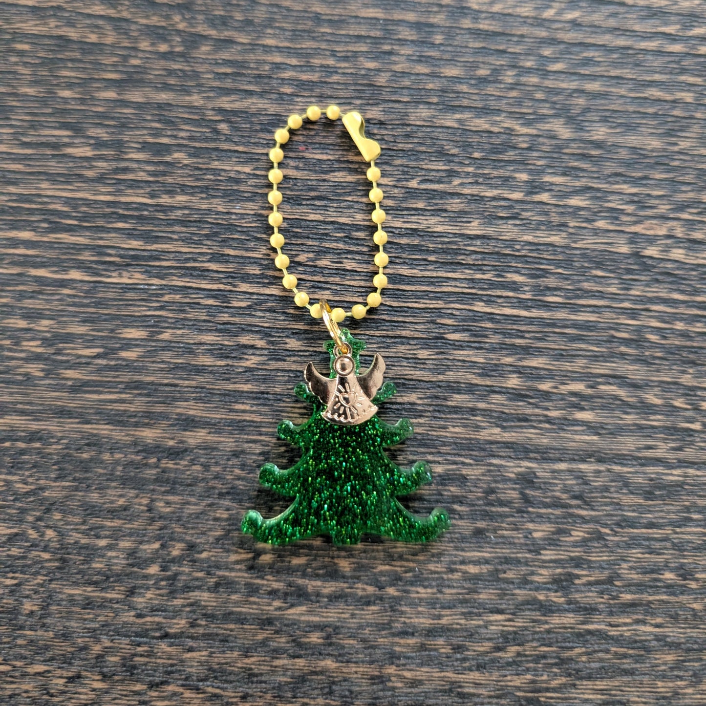 Keychain - Resin Christmas tree with charm