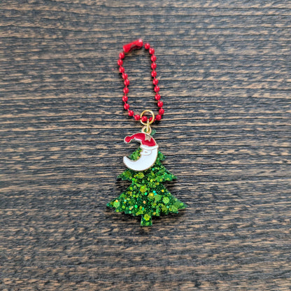 Keychain - Resin Christmas tree with charm