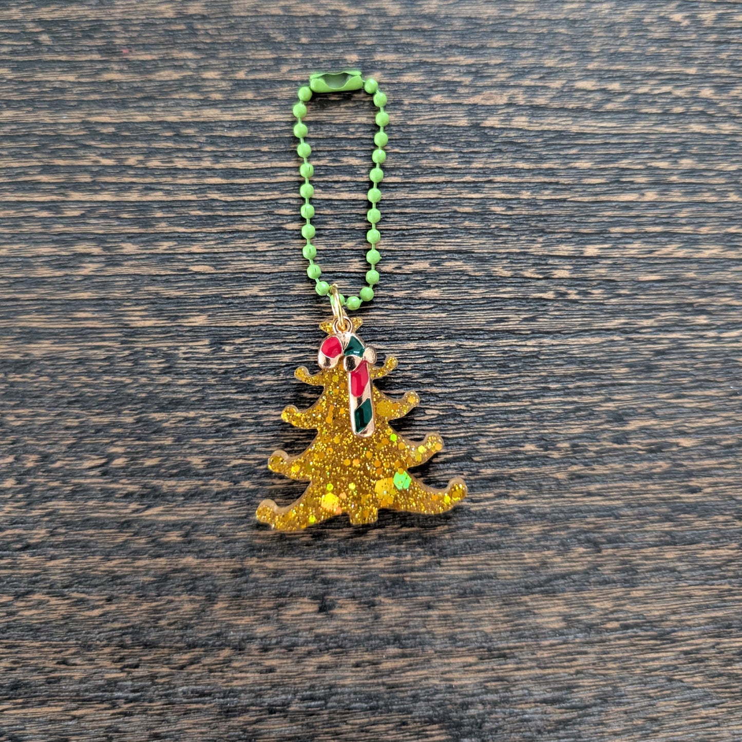 Keychain - Resin Christmas tree with charm