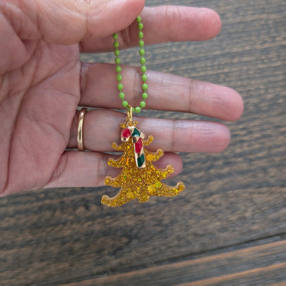 Keychain - Resin Christmas tree with charm