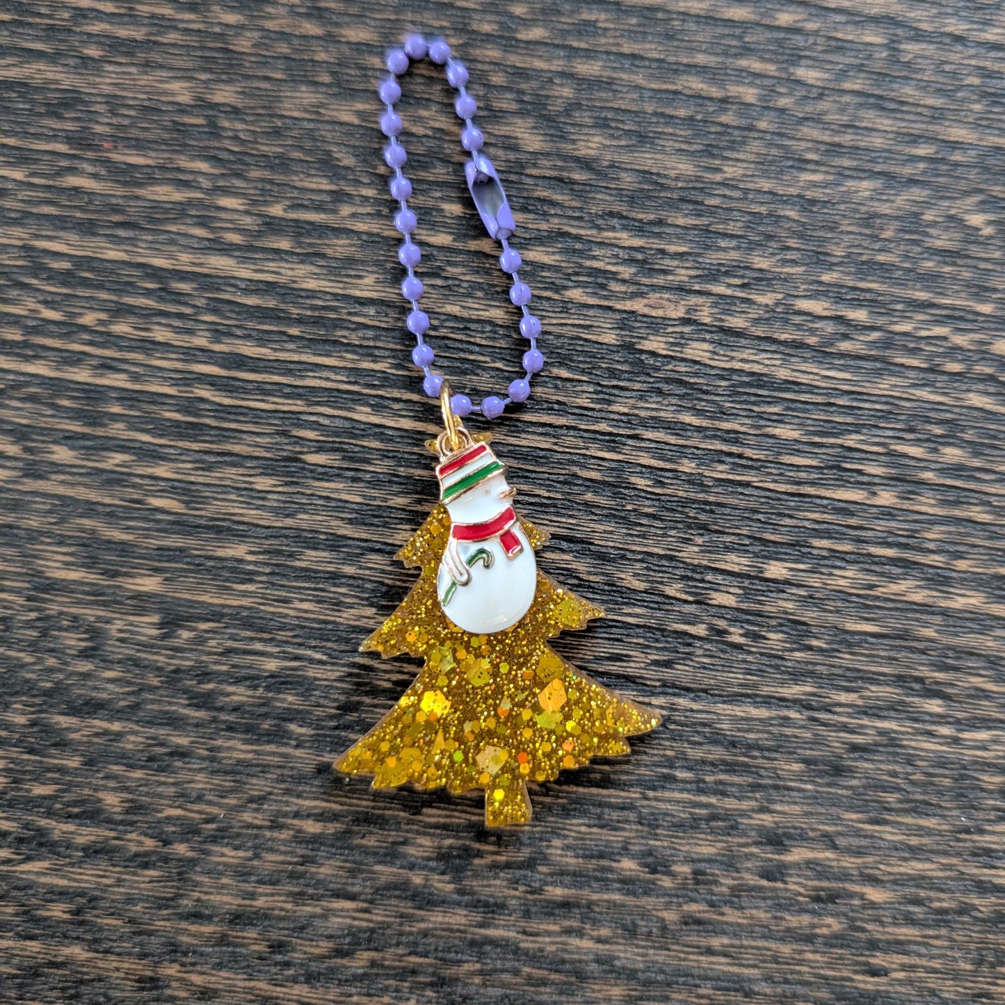Keychain - Resin Christmas tree with charm