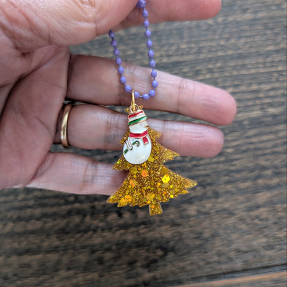 Keychain - Resin Christmas tree with charm