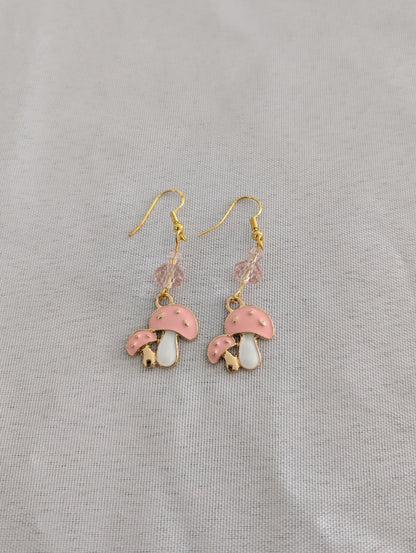 Earrings - Mushroom on gold plated hook
