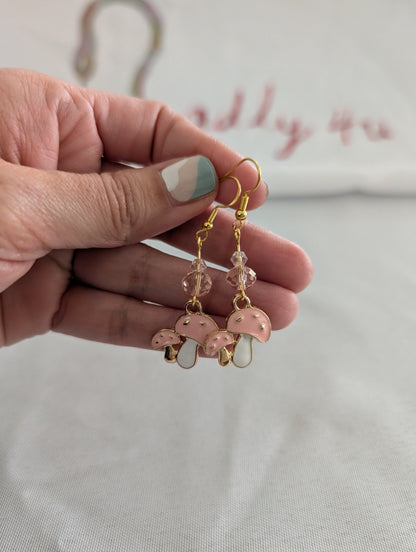 Earrings - Mushroom on gold plated hook