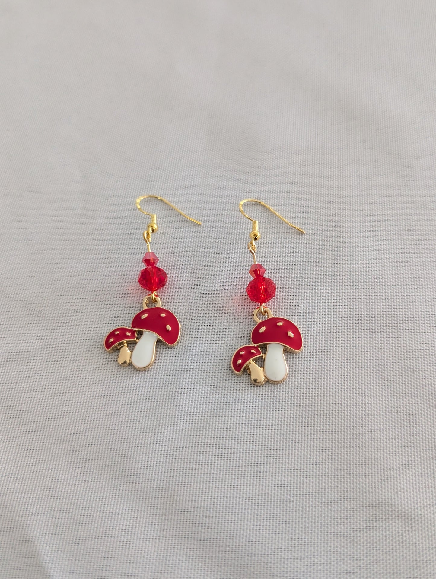 Earrings - Mushroom on gold plated hook