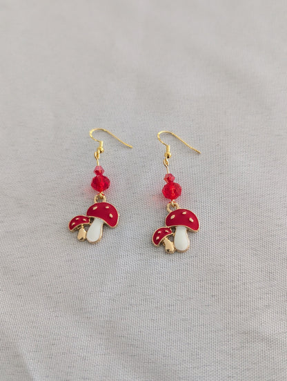 Earrings - Mushroom on gold plated hook