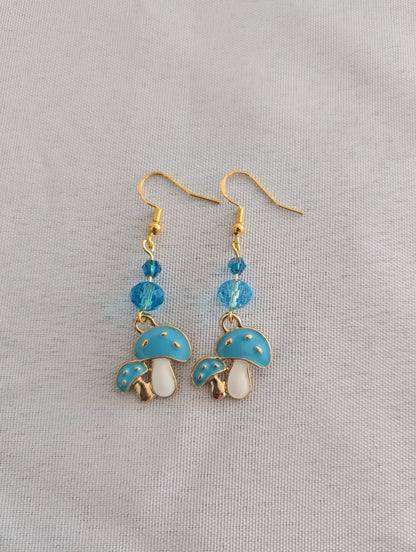 Earrings - Mushroom on gold plated hook