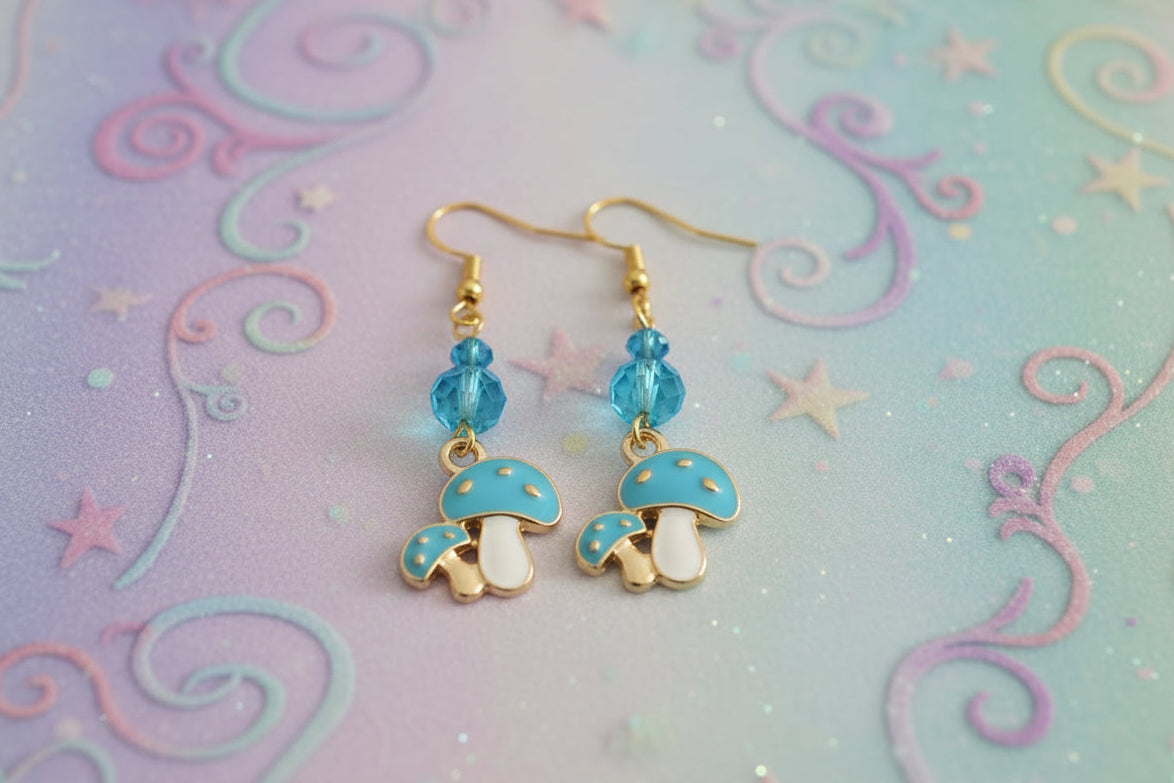Earrings - Mushroom on gold plated hook