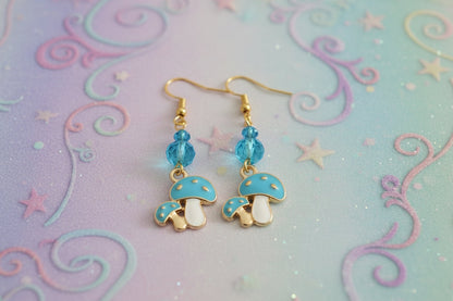 Earrings - Mushroom on gold plated hook