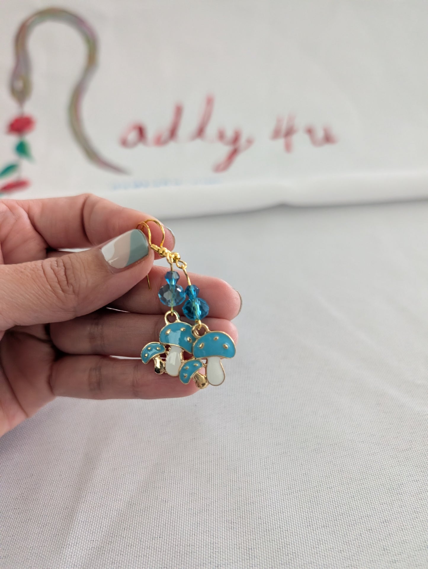 Earrings - Mushroom on gold plated hook