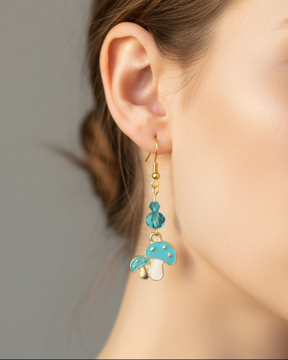 Earrings - Mushroom on gold plated hook