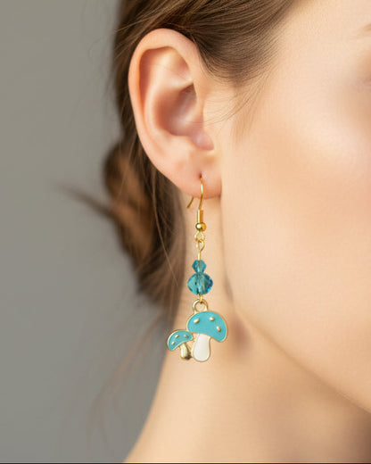 Earrings - Mushroom on gold plated hook