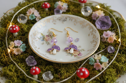 Earrings - Mushroom on gold plated hook