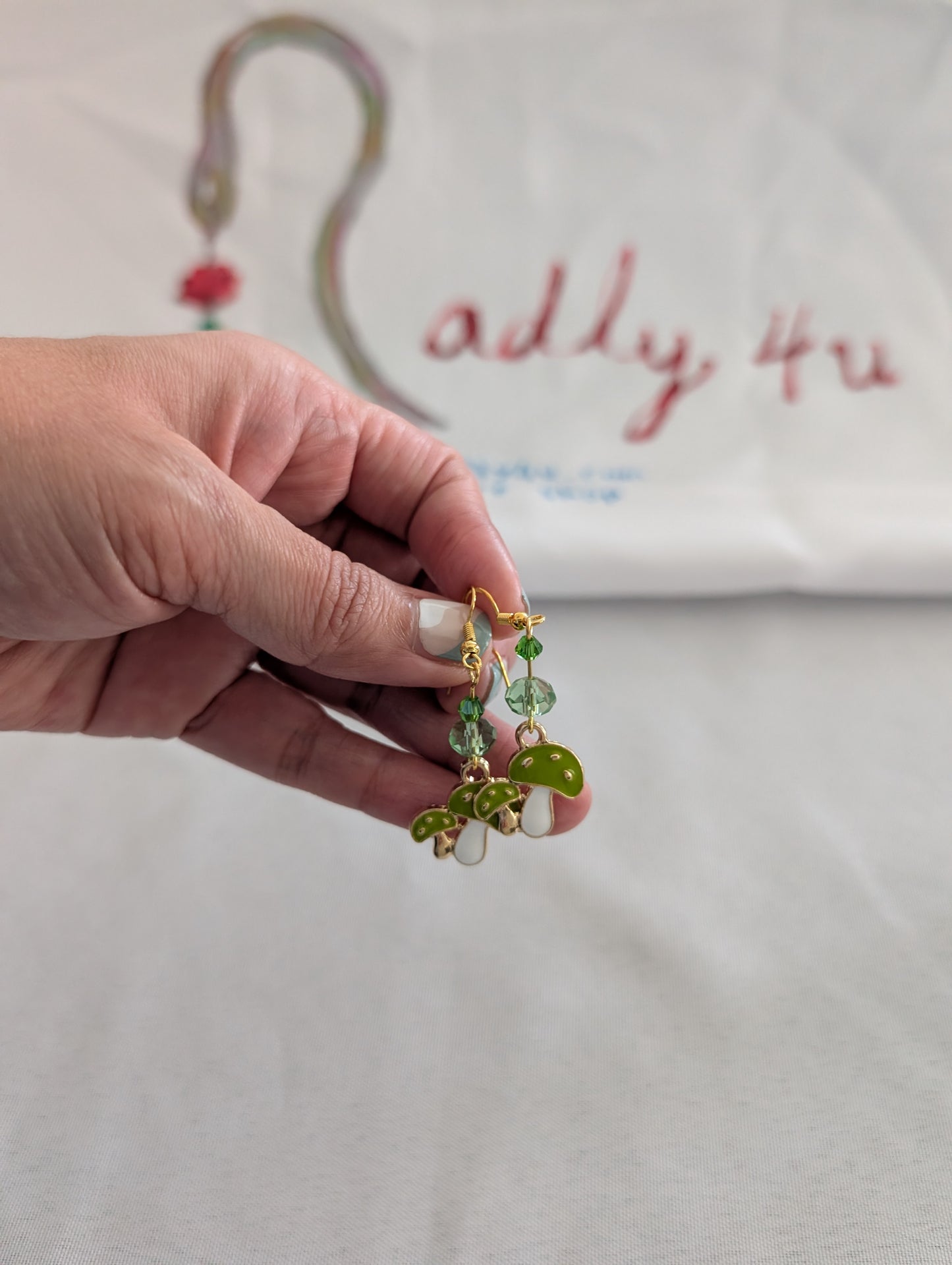 Earrings - Mushroom on gold plated hook