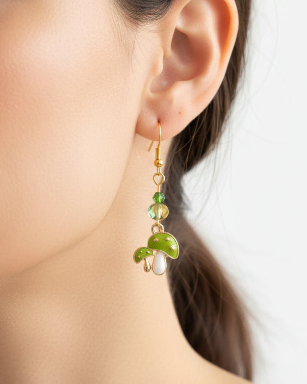 Earrings - Mushroom on gold plated hook