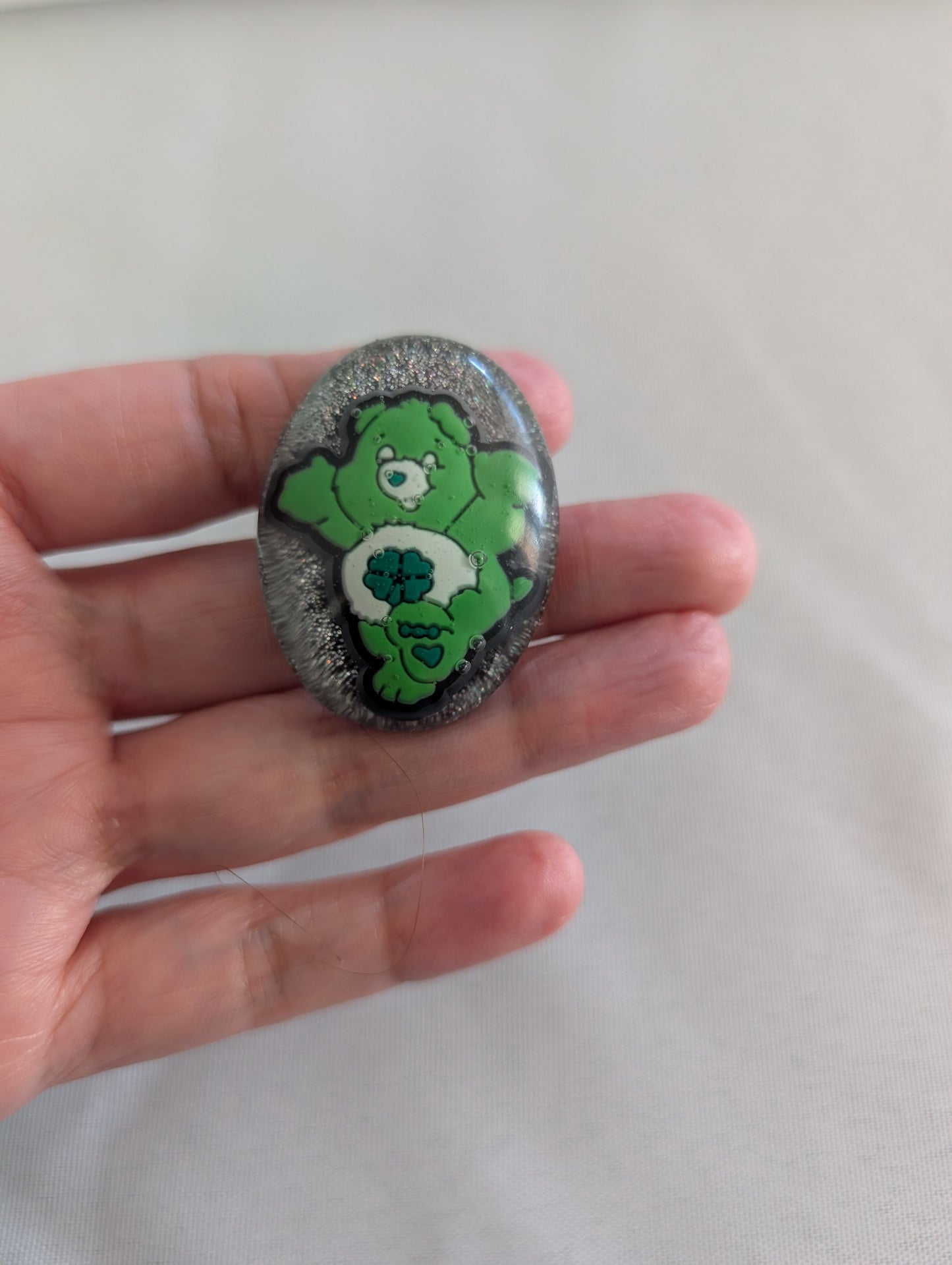 Pin - 3D care bears  resin pin with silver butterfly clutch