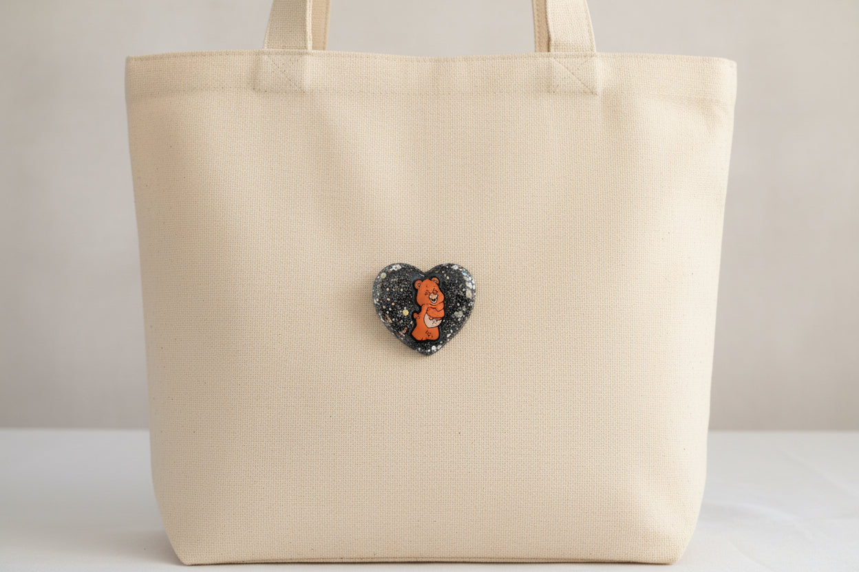 Pin - 3D resin care bear pin with silver butterfly clutch