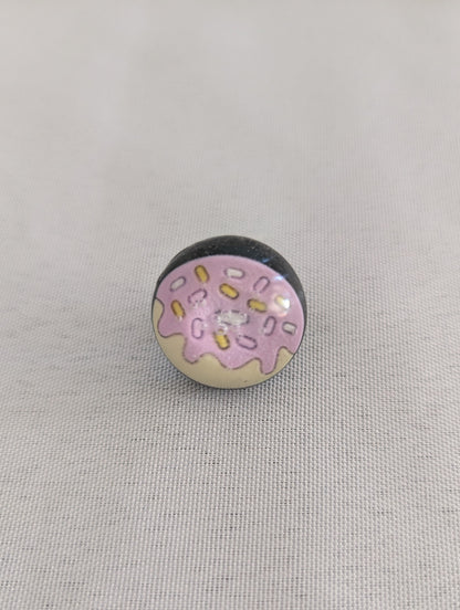 Pin - 3D resin doughnut pin with silver butterfly clutch