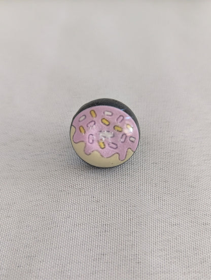 Pin - 3D resin doughnut pin with silver butterfly clutch