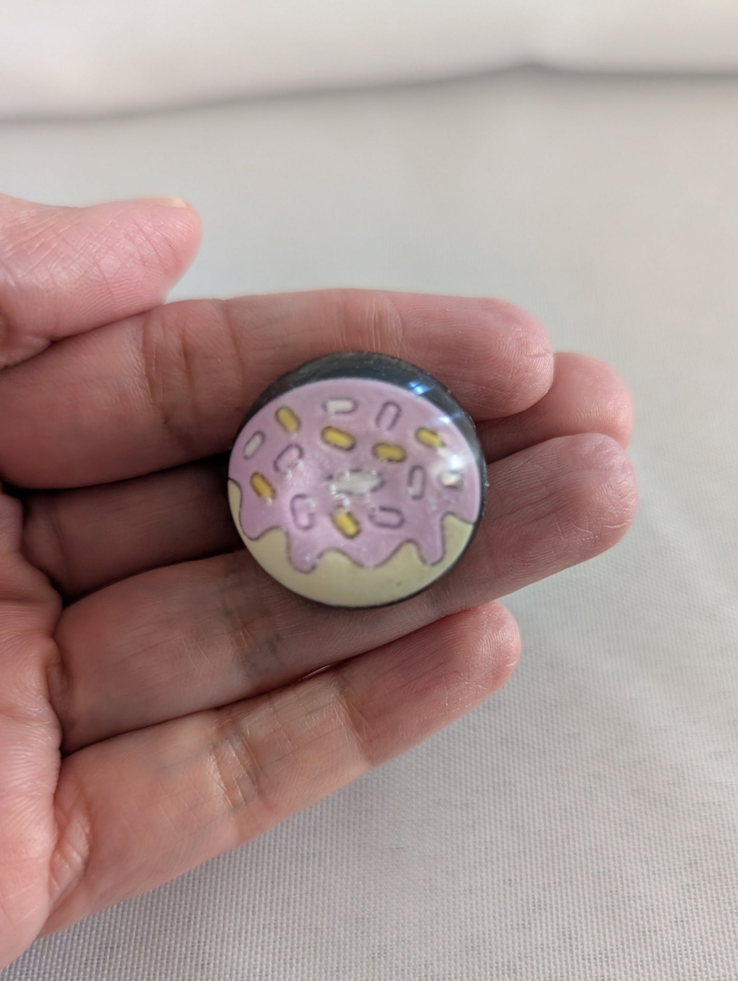 Pin - 3D resin doughnut pin with silver butterfly clutch