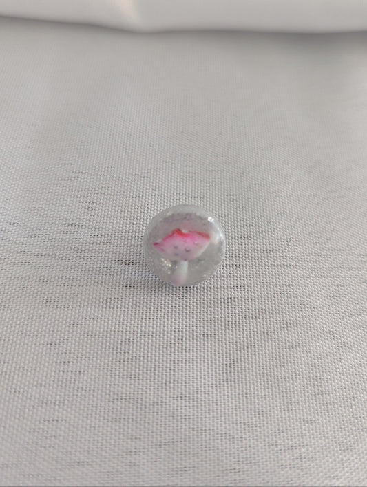 Pin - 3D small resin mushroom pin with silver butterfly clutch