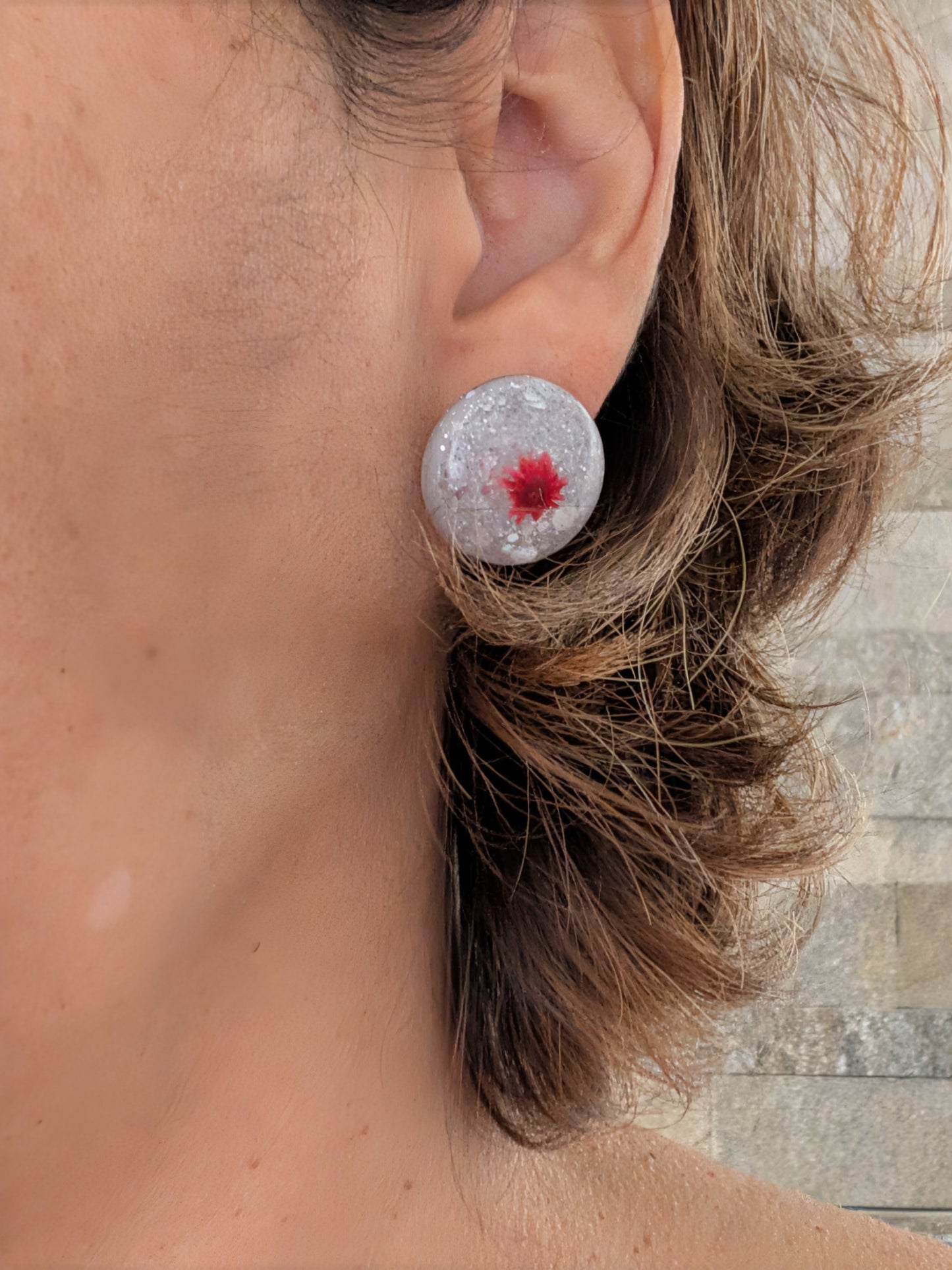 Earrings - 3D Dried flowers Resin on post