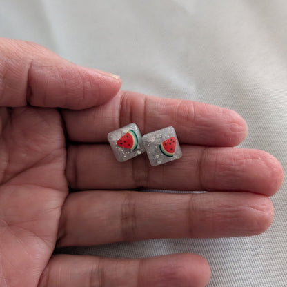 Earrings - Watermelon Resin studs