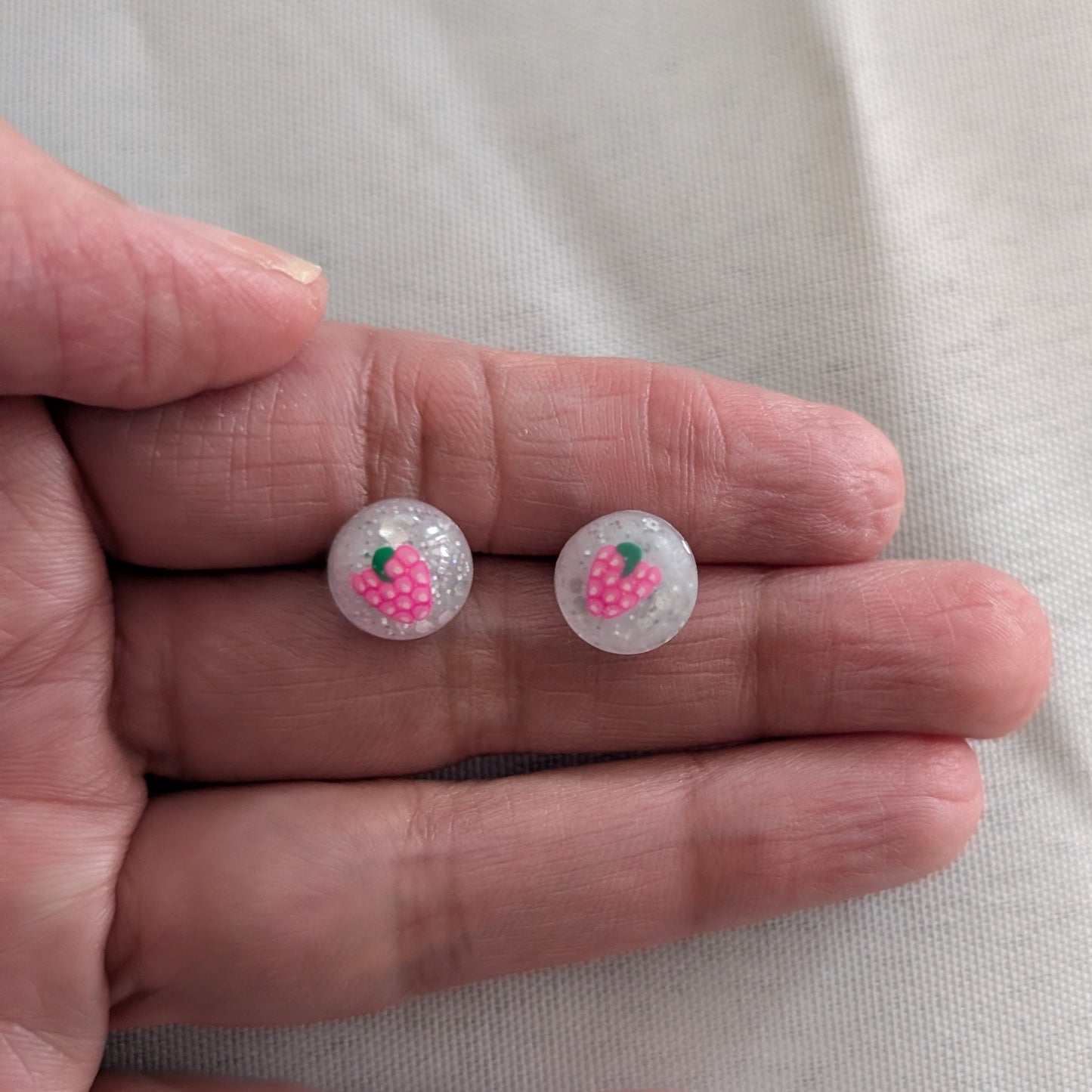 Earrings - Strawberry Resin studs