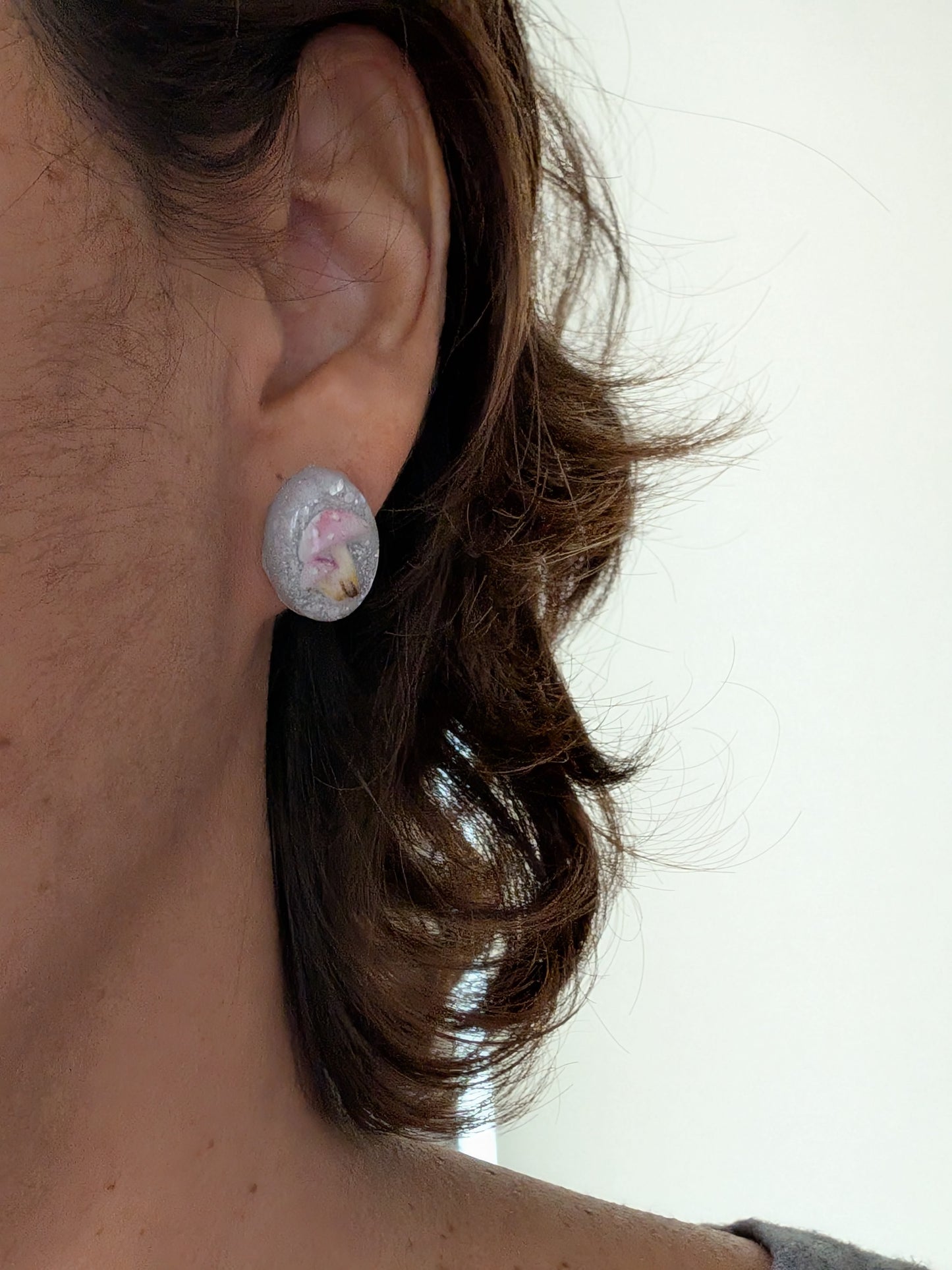 Earrings - Pink Mushroom Resin studs