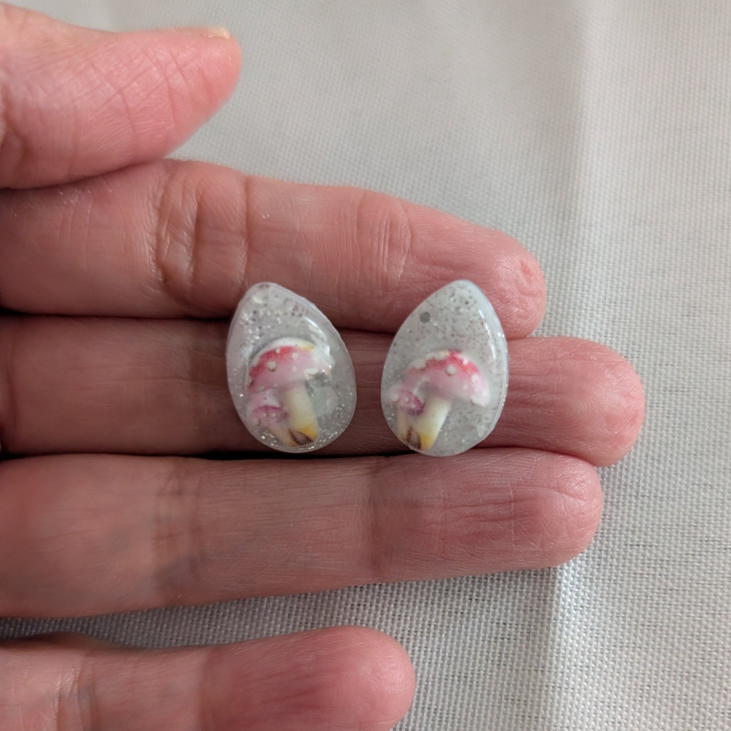 Earrings - Pink Mushroom Resin studs