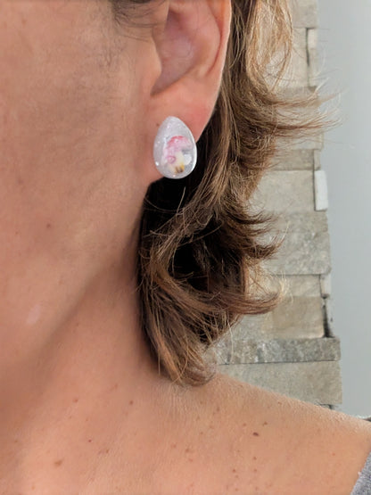 Earrings - Pink Mushroom Resin studs