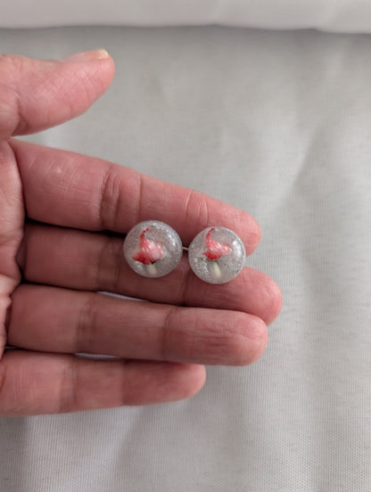 Earrings - Red Mushroom Resin studs