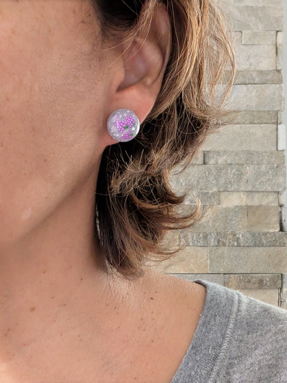 Earrings - Purple grapes Resin studs