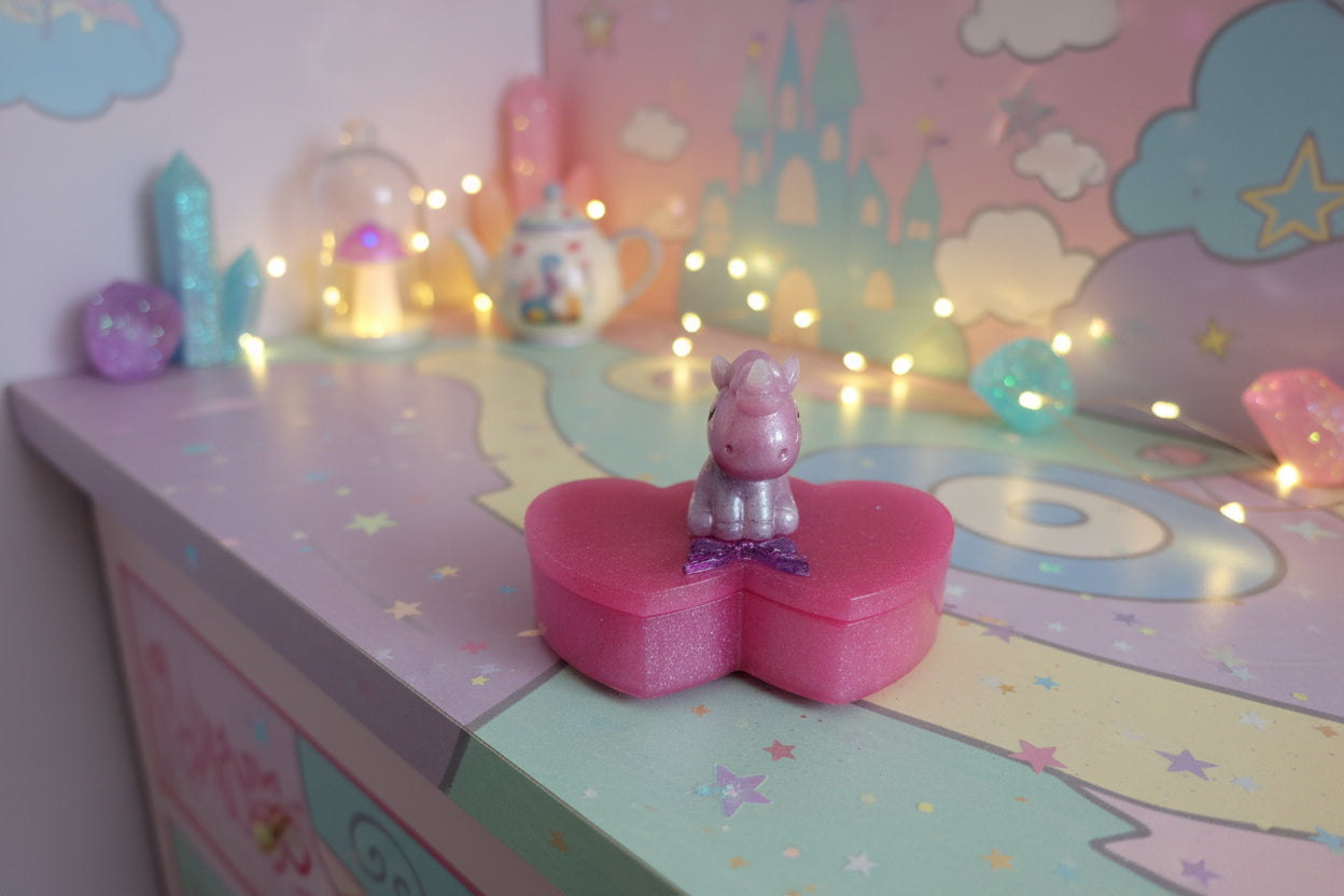 Handcrafted Shimmering Unicorn Heart Trinket Box
