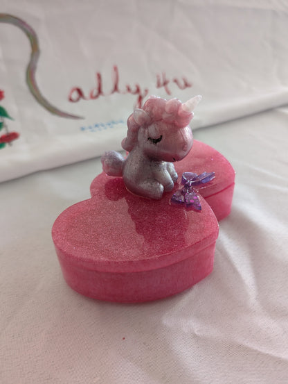 Handcrafted Shimmering Unicorn Heart Trinket Box
