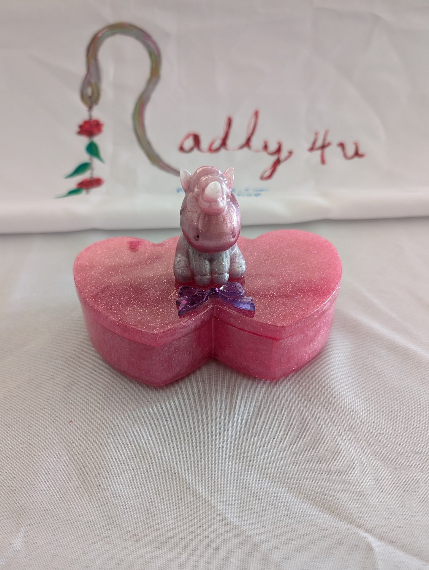 Handcrafted Shimmering Unicorn Heart Trinket Box