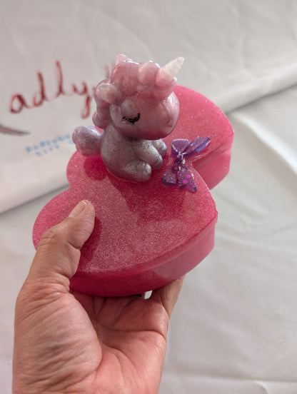 Handcrafted Shimmering Unicorn Heart Trinket Box
