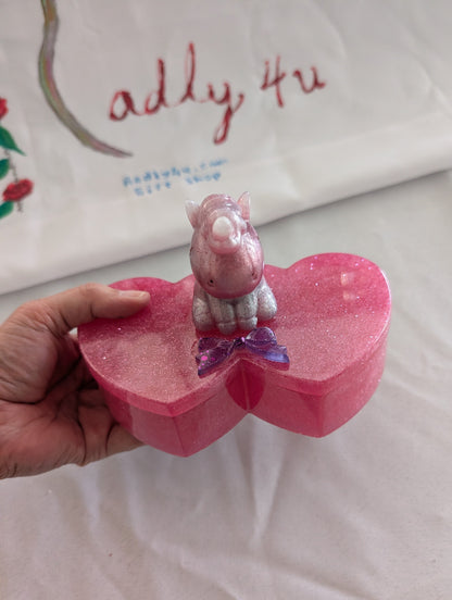 Handcrafted Shimmering Unicorn Heart Trinket Box